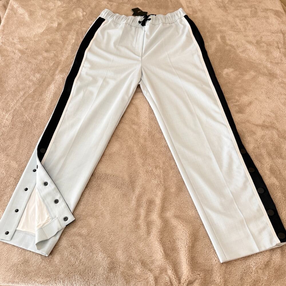 Maje Payoli Side Stripe Trousers Sz 3 Tearway Snap Pants Wool Chic Streetwear L